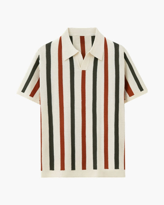 Resort Strick-Poloshirt mit Streifen