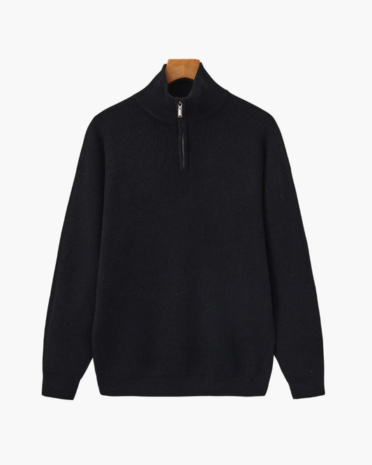 Raffinierter Half-Zip Strickpullover