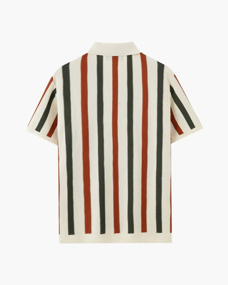Resort Strick-Poloshirt mit Streifen