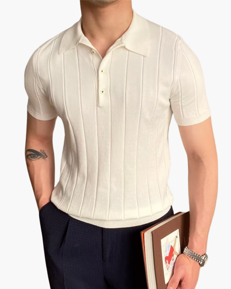 Cannes geripptes Baumwoll-Poloshirt