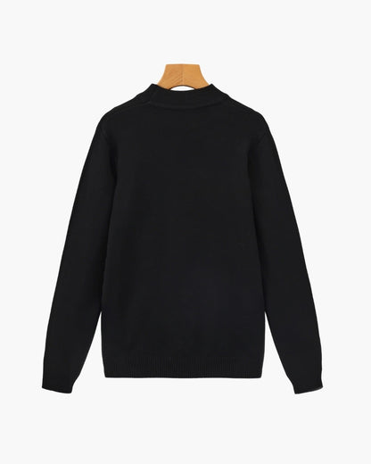 Gerippter Essential Stehkragen-Pullover