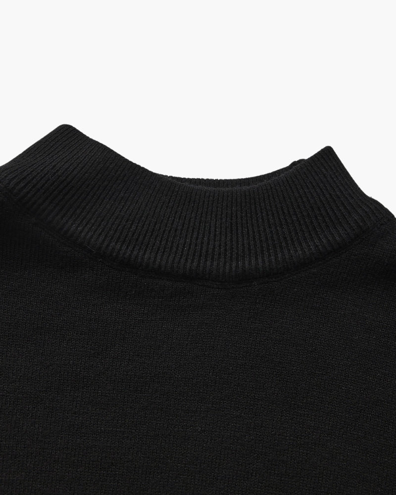 Gerippter Essential Stehkragen-Pullover