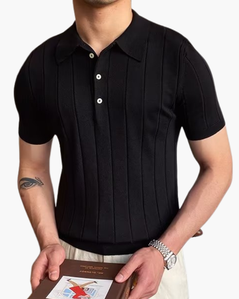Cannes geripptes Baumwoll-Poloshirt