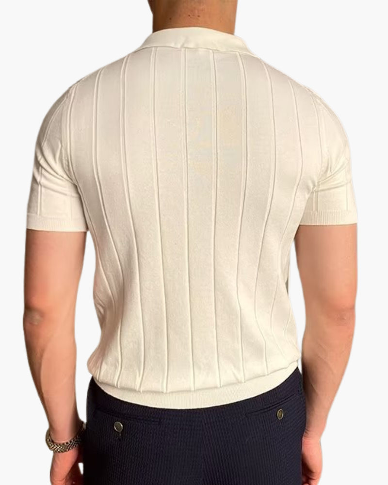 Cannes geripptes Baumwoll-Poloshirt
