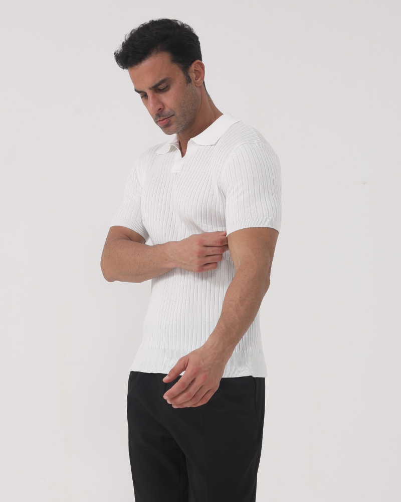 Florence geripptes Baumwoll-Poloshirt