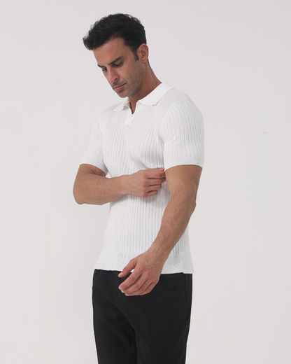 Florence geripptes Baumwoll-Poloshirt