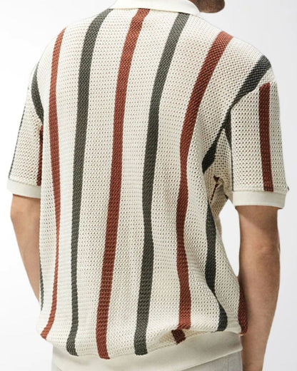 Resort Strick-Poloshirt mit Streifen