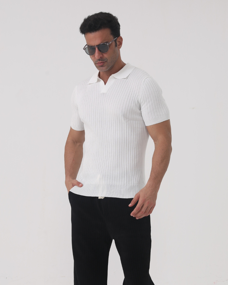 Florence geripptes Baumwoll-Poloshirt