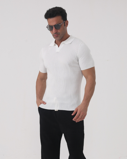 Florence geripptes Baumwoll-Poloshirt