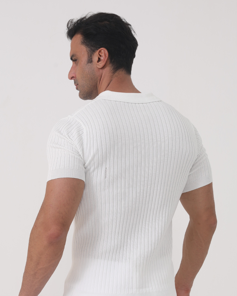 Florence geripptes Baumwoll-Poloshirt