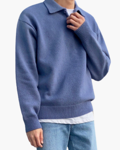 Woll-Half-Zip mit Knöpfen