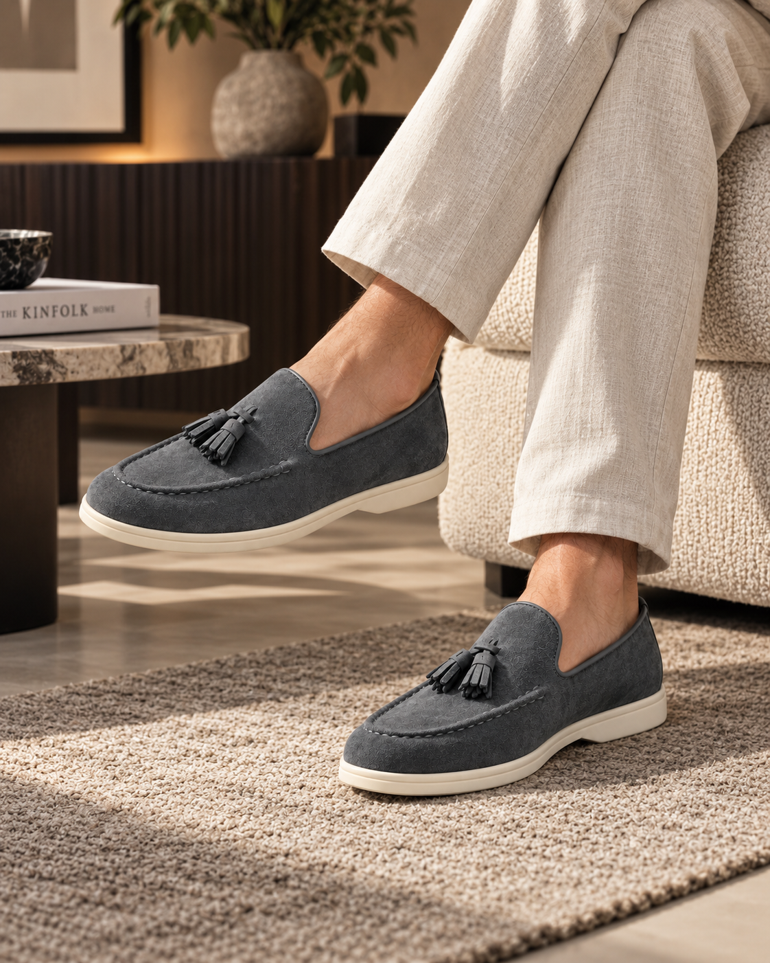 Herren-Wildleder-Loafer mit Quasten