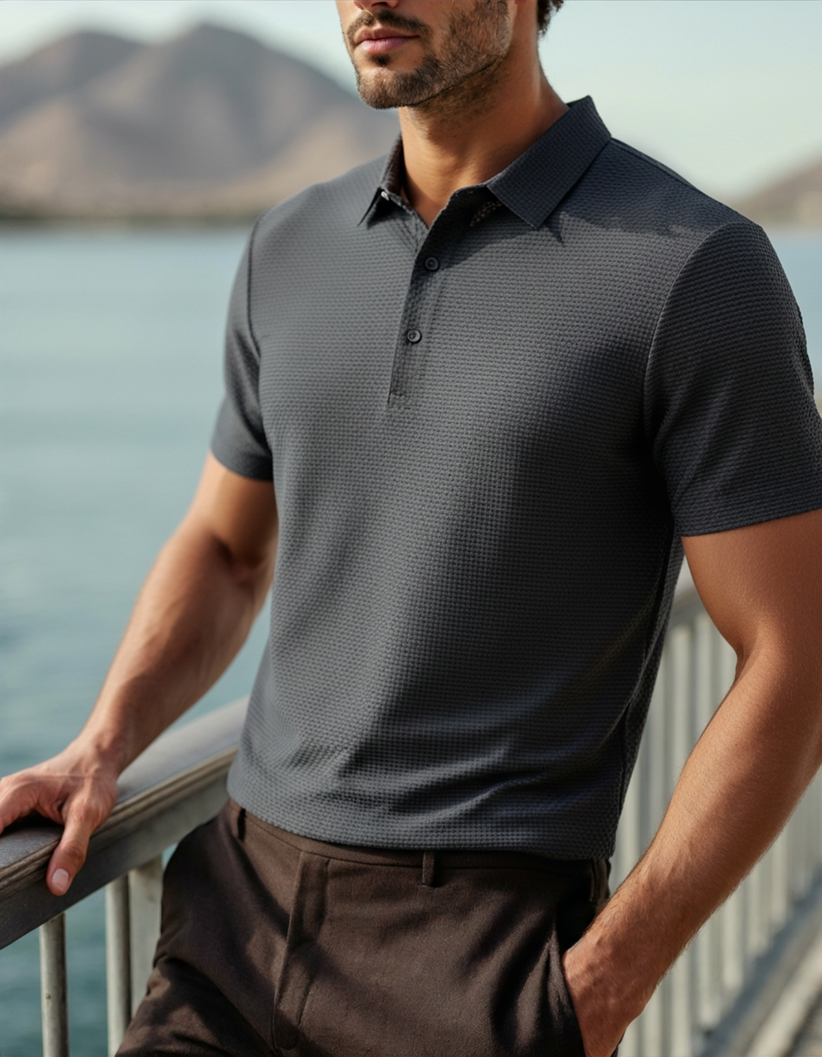 Prestigio Seiden-Poloshirt (knitterarm)