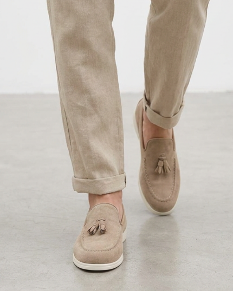 Herren-Wildleder-Loafer mit Quasten
